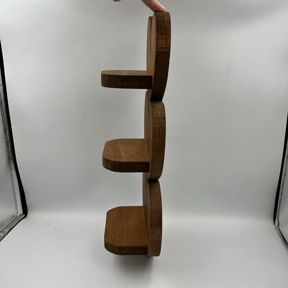 Vintage 3 Tier Wooden Handmade Heart Shaped Wall Shelf  Cottagecore Granny
